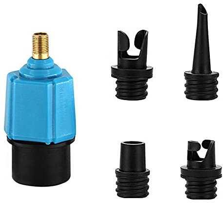 Tiardey Compressor to Inflatable Pump Valve Boat Air Valve Adaptor Kit Inflatable Valve Adapter with 4 Nozzles for Inflatable Air Mattress,Swimming Ring/Pool,Inflatable Bed/Sofa,Boat,Kayak - Blue
