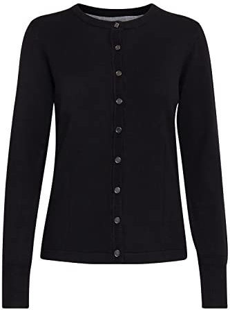 PULZ JEANS PZSARA Damen Strickjacke Feinstrick Cardigan Strickcardigan mit Knopfleiste, Größe:2XL, Farbe:Black (5000199)