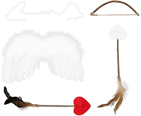 Artibetter Baby-Engelsflügel, 5pcs Neugeborenen Fotografie Requisiten mit Kopfbedeckung Pfeilen Bogen Flügel Set - Baby Fotografie Zubehör 0–12 Monate