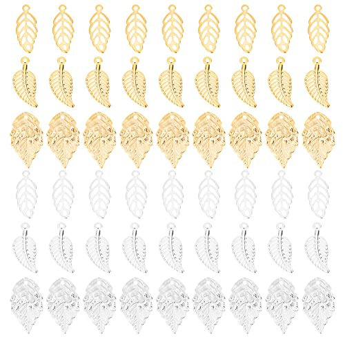 DICOSMETIC 180 Stück 3 Stile Blatt Charme Golden Filigrane Anhänger Baumblatt Anhänger Blatt Ohrring Charms Edelstahl Armband Anhänger Für DIY Armband Halskette Schmuckherstellung