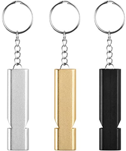 Colexy 3 Stück Trillerpfeife, Signalpfeife Laut Notfall, Notfallpfeife mit Schlüsselanhänger, Trillerpfeifen Metall Notfallpfeife, Trillerpfeife für Schule Gym Outdoor Camping Survival Pfeife