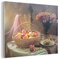 Glasbild Glasfoto Wandbild Bilder Deko 120x90 cm Stillleben - Malerei - Blumen - Obst - Äpfel - Trauben - Kunst