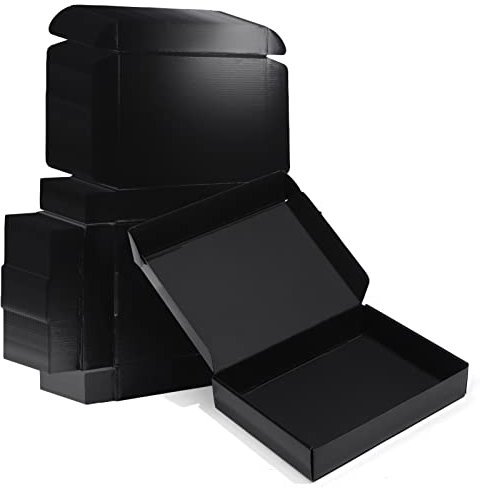 ZBEIVAN 28 x 20 x 2 schwarze Versandkartons, 20 Packungen Wellpapp-Versandkartons für die Verpackung von kleinen Unternehmen