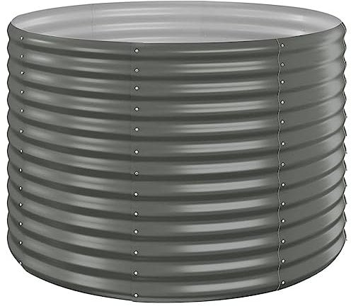 vidaXL Hochbeet, Wetterfestes Hochbeet für Garten Balkon Terrasse, Kräuterhochbeet zum Selber Bauen, Pflanzkasten aus Metall, Pulverbeschichteter Stahl Grau