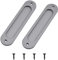 MOROBOR Lot de 2 poignées de porte coulissante ovales encastrées en alliage d'aluminium avec vis de montage pour porte coulissante de grange - Gris mat - 15 cm