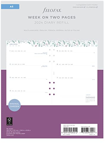 FILOFAX Kalendereinlage Garden week to view Illustrated Diary Refill Pack FILOFAX Kalendereinlage A5 2024