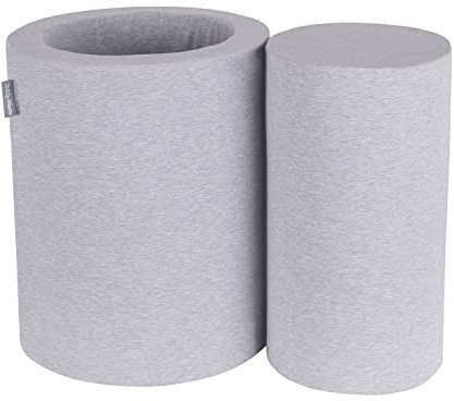 KiddyMoon Aire De Jeux en Mousse Modulable pour Enfants avec Housses Amovibles Résistantes Et Matériaux Doux Favorisant Imagination, Element Tonneau/Rouleau, Gris Clair