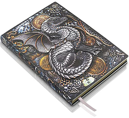 Dragons Leather Journal Notebook Gifts - 3D Embossed Leather Journal Dragon Journal with Lined Paper Cool DND Notebook Accessories DND Gifts for Women & Men & Nerdy (A5,Multicolor)