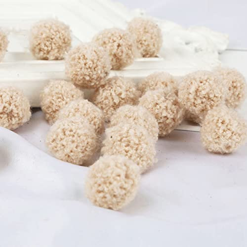 Wambere Bunte Pompons zum Basteln Bunte Filzkugeln Pompons Bälle Basteln Pompon Mini Pom Pom Bommeln Bälle für Schmuck DIY Heimdekorationen und Erwachsene,DIY Kreative Handwerk,Beige 15mm50Stück