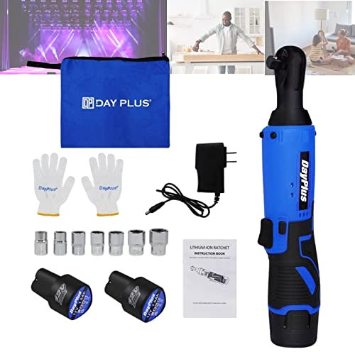VickyHome Electric 3/8 Impact Gun Portable Impact Ratchet, Handheld Electric Socket Set Power Tool with 7 Sockets Set, 2X Large Capacity Batteries, Storage Carry Bag, Ergonomic Grips