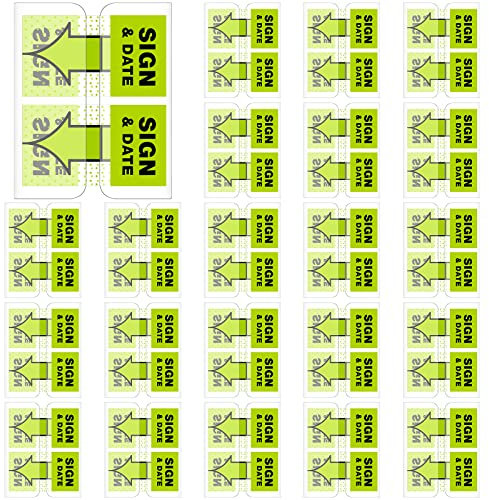 Qeeenar 1250 Pcs/ 25 Packs Sign Here Tabs Sign Here Stickers Sign Here Flags Initial Here Notarize Stickers for Office School Notebook Annotating Books Notary Books, 1 Inch (Green, Fresh Style)
