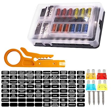 CGEAMDY 12 Fach Sicherungshalter, Multifunctional Kfz Sicherungen Set, mit LED-Anzeige Negativen Bus und Sicherungsabzieher, für Auto, Boot, Van, SUV, LKW
