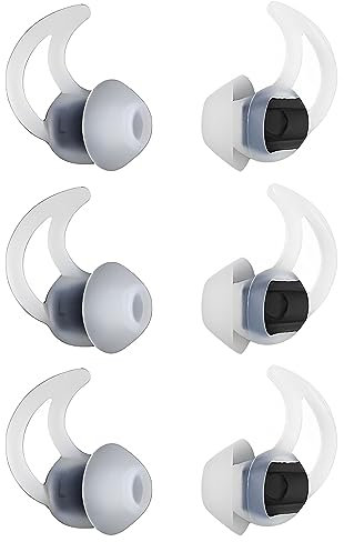 DMZHY Earbud Tips Replacement for Bose QC20 QC20i QC30 Soundsport SIE2 SIE2i IE2 IE3 Headphones - Large, 3 Pairs - White, Silicone, In Ear, Unisex, Adult, Fitness