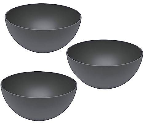3er Set Magu Natur-Design Schüssel Anthrazit Ø 20 cm aus einem Polymer aus natürlichen Materialien Schüsselset Salatschüssel