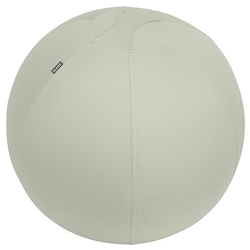 Leitz Ergo Active Sitting Ball with Stopper Function, Ergonomically Designed Desk Chair Alternative, 65cm Diameter, Includes Fabric Ball Cover, Hand Air Pump & 2 x Plugs, Light Grey, 65420085