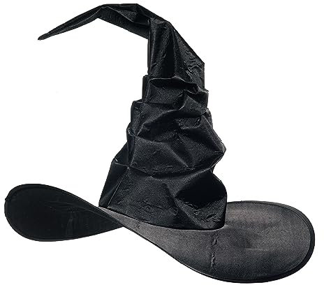 UNDERWRAPS Hexenhut Zauberer Hut Erwachsene - Gebogener Hexenhut für Halloween, Hocus Hexenhut, Schwarzer Hexenhut Gebogener Verstellbarer Hut Zubehör (Witch Curved Blk, Adult OS)