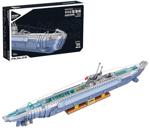 Lukie Technik U-Boot Modellbausatz, WW2 Deutsches U-552 Baumodell, 6172 Teile Klemmbausteine Uboot Bauset mit 17 Soldat Figuren