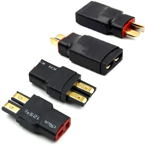 Deans T-Stecker auf Stecker, Adapter, kompatibel mit TRX Wireless-Konverter für RC-Batterie-Ladegerät, Slash, 4 Stück