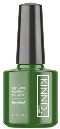 Quick Dry Nail Polish | Envy Eyed, 8ml | Rapid Drying Nail Varnish | No UV/LED Required | 12 Free, Cruelty Free, Vegan, Made in UK