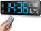 Fuloon Horloge Murale Numérique LED avec Télécommande Positif Compte à Rebours Luminosité Réglable Pendules Murales pour Salon Cuisine Bureau Gymnase (13 Pouces, Bleu)