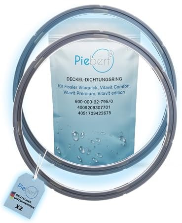 2x Dichtung 39156 22cm für Fissler Vitaquick Vitavit Comfort Vitavit Premium Vitavit edition Schnellkochtöpfe Deckel-Dichtungsring grau Silikon, 22cm Innen⌀, 24,5cm Außen⌀ wie 600-000-22-795/0