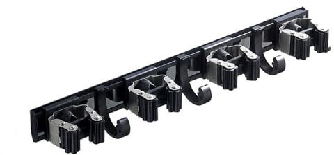 VKEID Broom Mop Holder Broom Mop Holder Tidy Organizer Wall Mounted Organizer With 4 Position 3 Hooks For Brush Mop And Broom Tool Storage