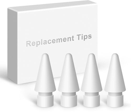 Mixoo 4 Stücke Spitzen für Apple Pencil, Verschleißfest und Hochempfindliche Ersatzspitzen für Apple Pencil 1. Generation / 2. Generation/Pro/USB C (Weiß)