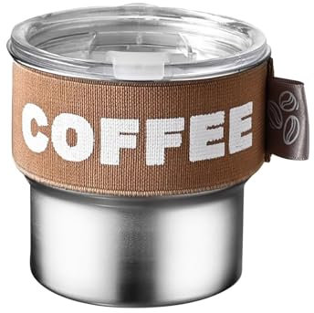 Genérico Termo Café para Llevar Pequeño 400ml Taza de Café de Acero Inoxidable Vaso Termo Cafe para Llevar Reutilizables Vaso Termico con Tapa Antigoteo para Coche (marrón)