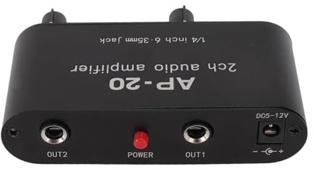 Amplificatore a 2 Amplificatore Stereo Professionale con Alloggiamento in Alluminio Lavorato CNC 20Hz-20KHz per Cuffie per Strumenti (Spina europea)
