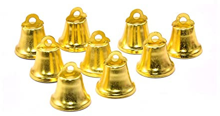 Wisafory 20 Stück Vintage Glöckchen Jingle Bells Deko Glocke Kuhglocke Anhänger zum Basteln Hängende Glöckchen Mini Glocke für Weihnachten Windspiele Hunde Einbruchstraining Gold 22mm