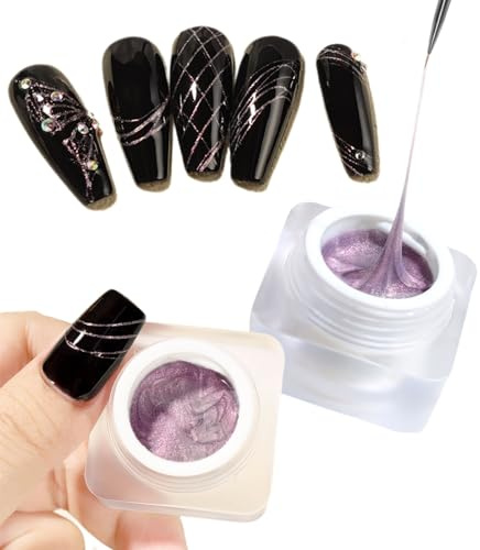 Aurora – Lot de 2 vernis gel semi-solide à paillettes araignée pour décoration d'ongles, peinture 3D avec poudre chromée pailletée pour manucure, nail art à domicile ou en salon