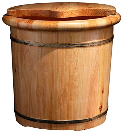 ZURBAQD Fußbad aus Holzfass, Fußbadefass aus Holz, Fußmassage-Badewanne mit Deckel, Fußbecken für Fußbad, Einweichen oder Entgiften Warm as Ever