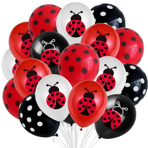 Marienkäfer Geburtstag Luftballon, Marienkäfer Geburtstagsdeko, 40 Stück LatexBallons, Kindergeburtstag Ballon Geeignet für Motto Party Dekoration