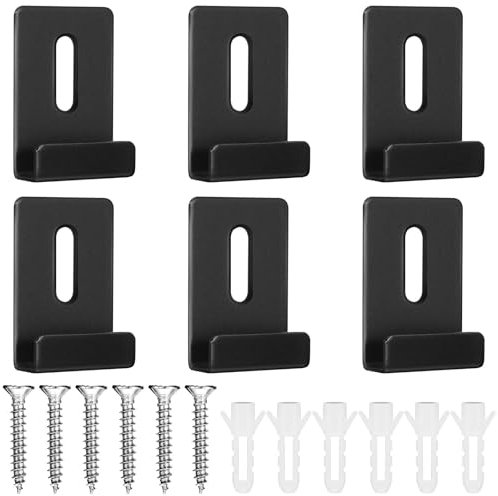 Lot de 6 supports de miroir muraux en U - Pinces en métal - Noir - Avec vis - Pinces de fixation durables pour salle de bain et chambre à coucher