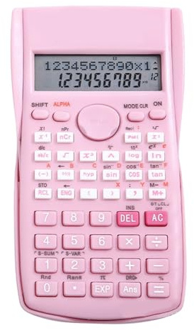 Trigonometrischer Wissenschaftlicher Taschenrechner, Funktionsrechner, 240 Funktionen, 12 stellige Anzeige, Multifunktion, Verschiebbarer Fester Einband, Benutzerfreundliche (Rosa)