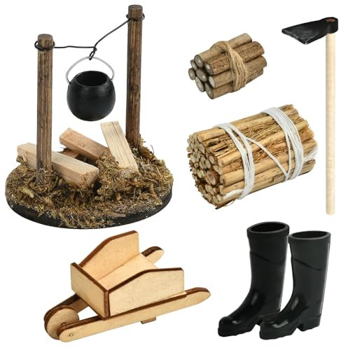 Miniatur Lagerfeuer, Puppenhaus Lagerfeuer Mini Lagerfeuer Wichtelzubehör, Wichtel Zubehör Feuerstelle Miniatur Weihnachten Lagerfeuer Krippe, 1:12 Miniatur Puppenhaus Zubehör Wichtel Miniatur Zubehör
