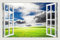 Adesivi murali 3D con cielo e nuvole con paesaggio pascolo, 60 x 40 cm, decalcomania decorativa per finestre, in PVC, decalcomanie finte per finestre