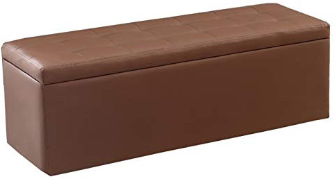 Ottoman-Bank mit Stauraum, Schuhbank, PU-Leder, Sofa-Bank mit großem Staufach, Beige 70 cm, stilvolles und funktionales Möbelstück für Wohnzimmer oder Schlafzimmer (Braun, 110 cm)