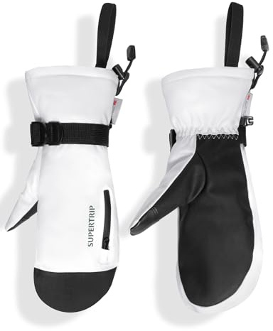 Supertrip Ski Mittens Men Women, Waterproof Snowboard Mittens Gloves Touch-Screen Anti-Slip Snow Mitts 3M Thinsulate, Warm Insulated in Cold Weather Winter