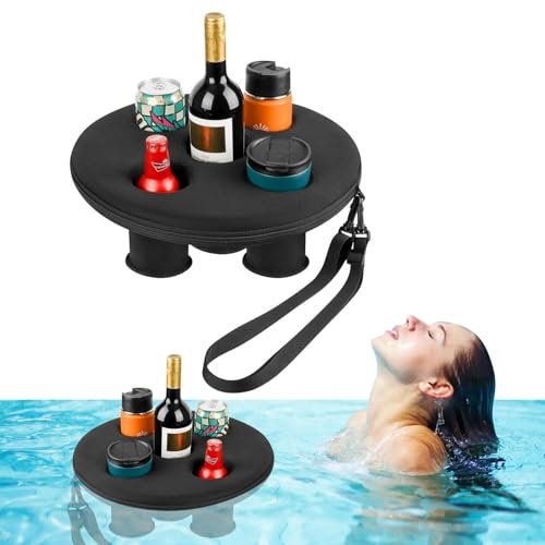 Eoixuqba Schwimmender Getränkehalter - Schwimmendes Tablett Mit 5 Löchern, Pool Getränkehalter Für Pool, Schwimmender Getränkehalter Für Pool,See,Fluss