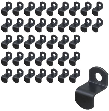 Mewutal 40pcs 1/2 Depth Flat Offset Canvas Clips Black Metal Photo Frame Clips with Screws Z Shape Mirror Clamps Heavy Duty Offset Mirror Clips for Picture Framing