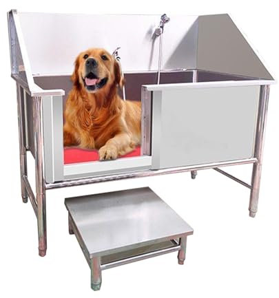 Baignoire de toilettage pour chien, station de lavage pour chien en acier inoxydable pour le toilettage des chiens à domicile, station de baignoire de toilettage professionnelle pour chien (