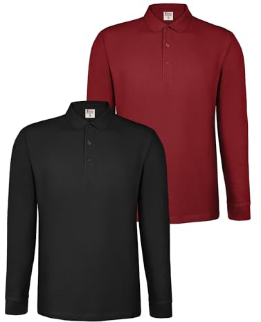 ALPIDEX Maglietta Polo Uomo Manica Lunga Set da 2 100% Cotone piqué | 240 g/m², Taglio Regolare, OEKO-TEX, Traspirante, Colletto, Bottoni, Polsini, Lavoro, Casual, Tinta Unita, S-5XL