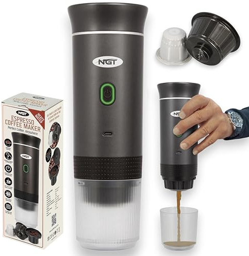 NGT Portable Espresso Coffee Machine Rechargeable USB NEW Fishing Latte Mixer GREY