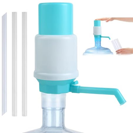 Leakproof Water Bottle Pump, Hand Press Water Dispenser Pump with Adjustable Tube Length, Protective Spout Cover for 5 Gallon Bottles, Portable and Convenient Water Pump System for Home, Fields