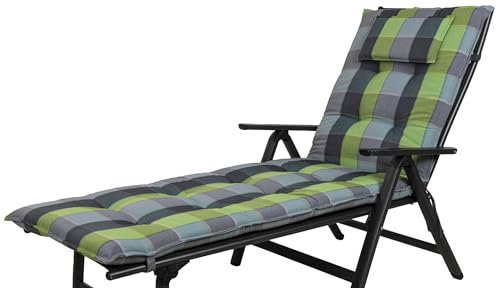 Auflage Rollliege Inco10475-240 grau-grün kariert 191x60x8 cm Sun Garden
