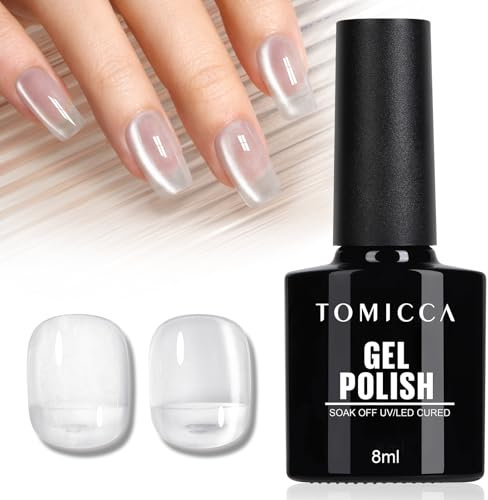 TOMICCA UV Nagellack Cat Eye, Silver 9D Cateye UV/LED Gel Nail Polish Soak Off Cat Magnetic Manicure DIY Art Manicure Salon, 8ML