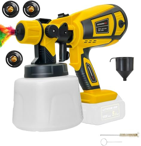 Cordless Fence Paint Sprayer for Dewalt 18V/20V Battery,4 Nozzles(1.0MM 1.5MM 1.8MM 2.5MM),1000Ml Paint Bucket,for Home Furniture Fencing Decking Wall Ceilings (No Battery)