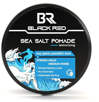 Black Red Sea Salt Pomade for Men, 120ml. Healthy-looking Sheen Finish. Men's Hair Styling Wax with Natural Hold, Textured Look, Water-Based Formula - (Strong & Flexible Control)