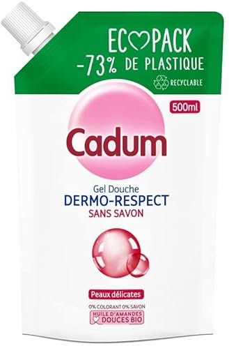 Découvrez la douceur subtile du gel douche Dermo Respect 500ml CADUM, soin quotidien et apaisant- Lot De 4